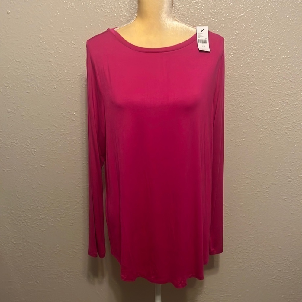 NWT Lane Bryant Hot Pink Long Sleeve Tee Size 14/16